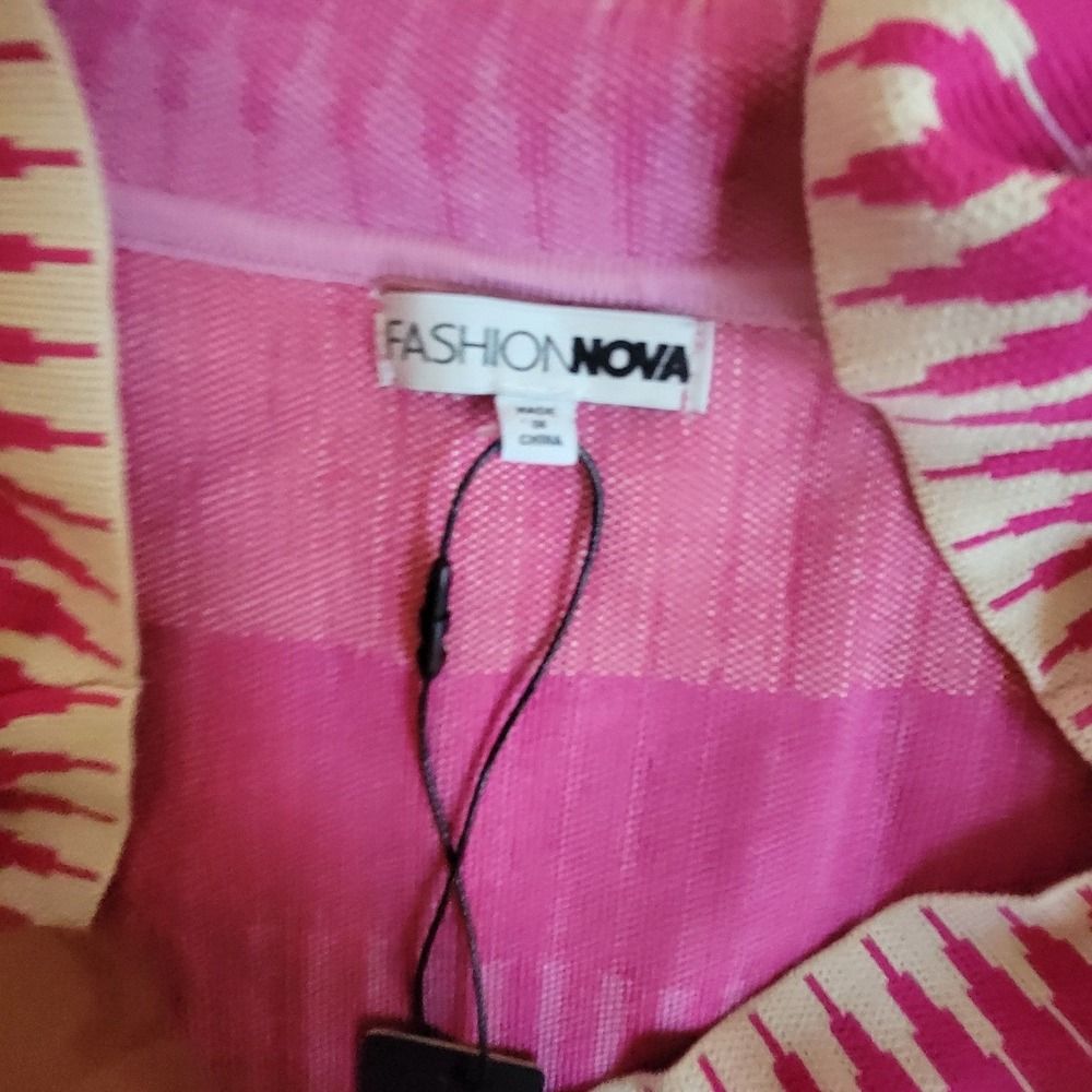 Fashion Nova Pink Teal Ombre Striped Off Shoulder Midi Sweater Dress XL NWT - Picture 5 of 6